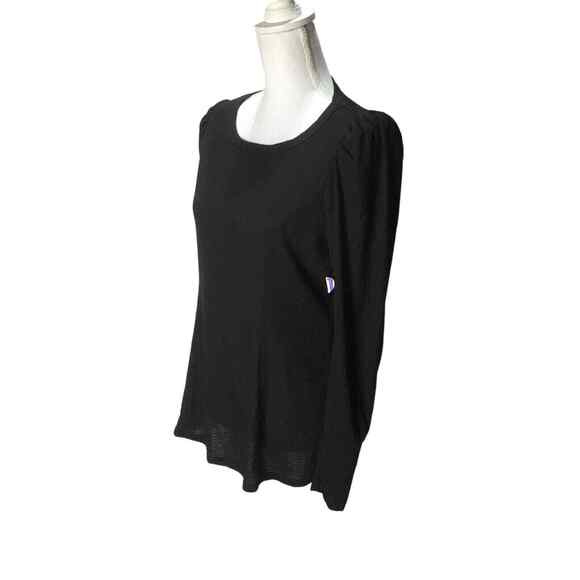 Status By Cheanult Women’s Black Puff Shoulder Long Sleeve Top Size M NWOT - Picture 9 of 16